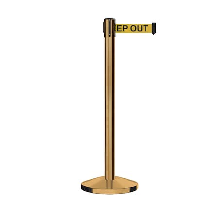 Montour Line Stanchion Belt Barrier Sat.Brass Post 7.5ftDange.Belt ES400C-SB-DANGEYB-75